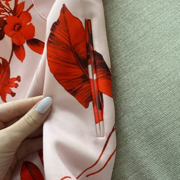 Ted Baker Jaazmin Fantasia Scallop Mini Dress Mesh Red Pink Floral Size 6 - Picture 14 of 14